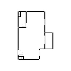 Black and White floor plan of a modern unfurnished house for your design. Suburban house vector blueprint. Architectural background.