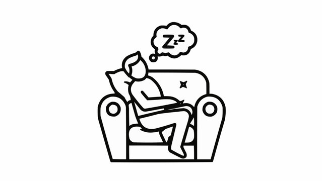 Man sleeping peacefully on a comfortable armchair at home.