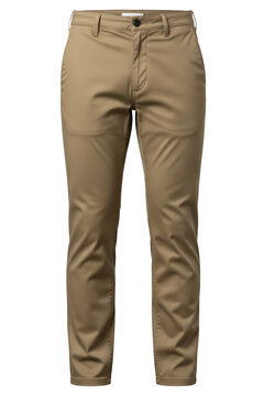 Casual beige chinos pants isolated on a transparent background