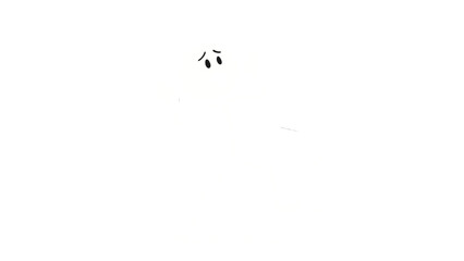 Sad and Worried Stick Figure Expressing Concern, with Only Eyes and Eyebrows Visible, on an Isolated White Background