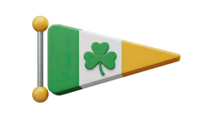 Irish Flag Pennant with Shamrock Emblem