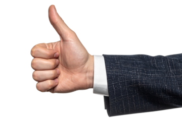 hand showing thumbs up isolated on transparent background