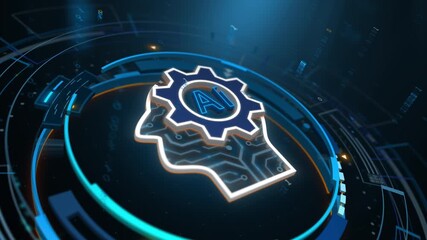 AI gear brain interface concept for artificial intelligence automation and digital technology background - Powered by Adobe