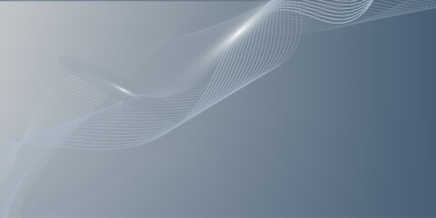 Abstract grey white background with flowing glowing lines. Dynamic flowing lines wave. Futuristic technology concept. Vector illustration