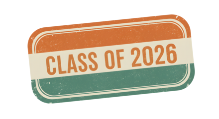 Class of 2026 Graduation Year Badge Vintage Style Colorful Design