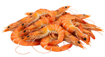 Fresh Orange Shrimp Crawfish Prawns Piled on White Background Seafood