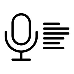 Line style icon of voice transcript representing conversion of spoken audio into written text using AI.