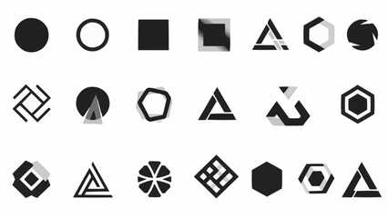 Collection of Abstract Geometric Shapes and Logo Design Elements.