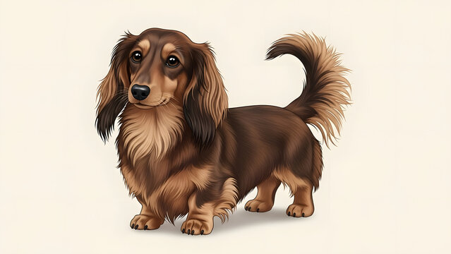 Cute long haired dachshund dog showcasing playful and loyal personality