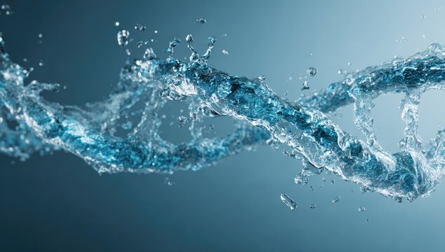 Dynamic liquid DNA helix splashes and flows, abstract, science, nature, fluid - Powered by Adobe