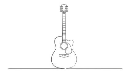 Naklejka premium Minimal line drawing of a guitar with artistic and creative style