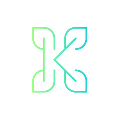 K leaf minimalist modern logo design