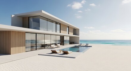 Modern luxury beach house with private pool.