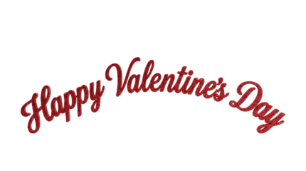 Happy valentines day text in red script font on a white background for a holiday celebration product shot isolated