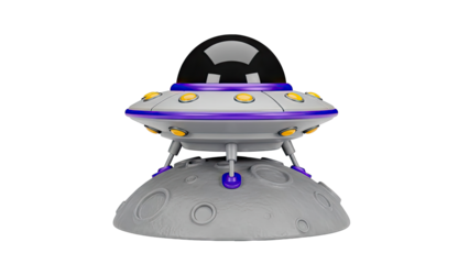 Cartoon UFO on Moon Surface