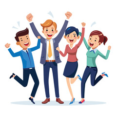 Fototapeta premium Group of happy people giving thumbs up illustration