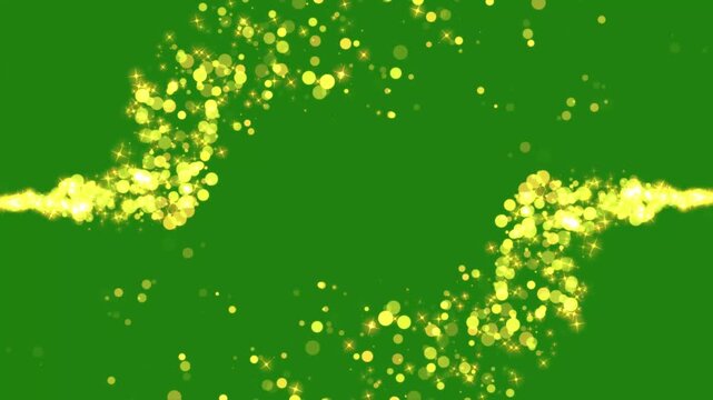 gold glow particle on green screen alpha channel background, golden bokeh,gold glitter stars particles background overlay, golden glitter isolated holiday element, gold sparkle curve for logo intro,4k