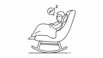 Person sleeping peacefully in a rocking chair illustration.