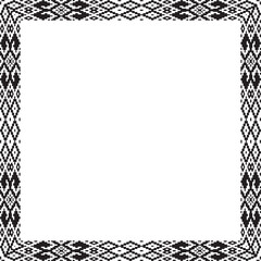 Vector black monochrome square belarusian national ornament frame. Ethnic pattern rectangle of Slavic peoples, Russian, Ukrainian, Serb, Pole, Bulgarian. Cross stitch template