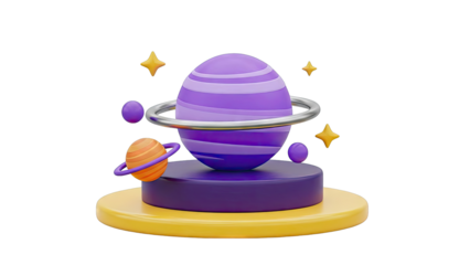 3D Rendered Cosmic Scene with Planets and Stars