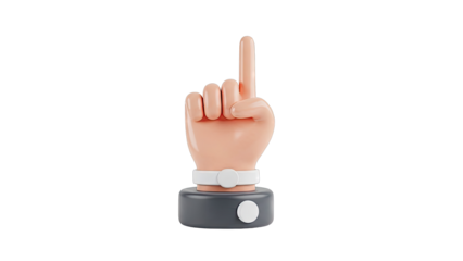 3D Rendered Hand with Index Finger Pointing Up