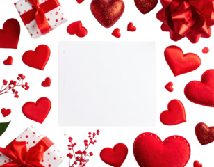 Simple copy space layout designed for valentines day content, isolated on white and transparent