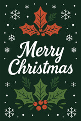 Merry Christmas Greeting Postcard Illustration