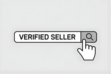 Verified Seller Search Bar Icon with Hand Click Illustration