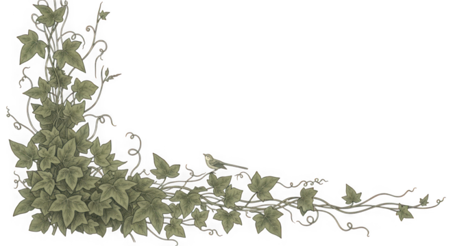 Elegant vine and bird illustration isolated on transparent background - Powered by Adobe