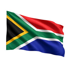 Obraz premium South Africa National Flag Waving on Flagpole