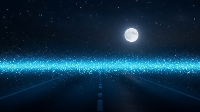 Glowing blue light under full moon. - Powered by Adobe