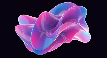 Abstract Fluid Artwork: A vibrant and mesmerizing abstract art piece featuring flowing, translucent forms in shades of purple, pink, and blue, creating a sense of movement and dynamic energy.
