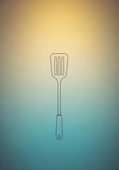 Graphic spatula sketch, on blurred gradient background, kitchen tool vector