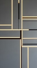 Illuminated Geometric Abstract with Gray and Light for Modern Interiors