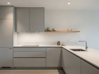 Minimalist Kitchen Design with Subtle Lighting and Elegant Wooden Accents