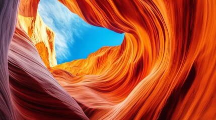 Obraz premium Colorful sandstone formation with blue sky.