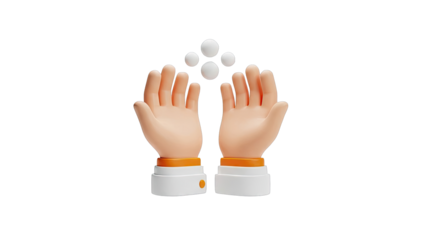 3D Rendered Hands Offering White Spheres