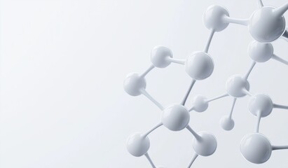 Abstract white background with a white chemical molecule connection structure for a science and technology concept
