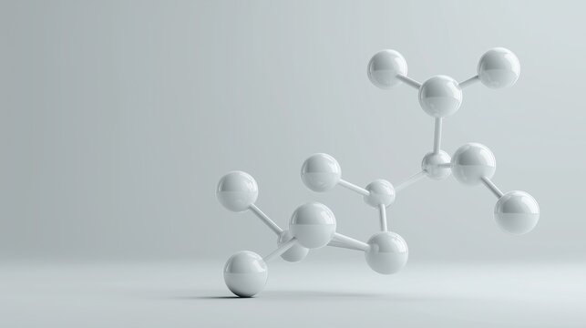 Two chemical molecules isolated on a light grey background with copy space for science and medical research concepts - Powered by Adobe