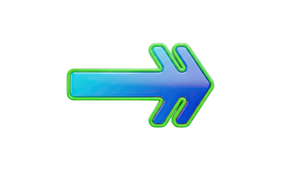 Blue arrow with green outline pointing right