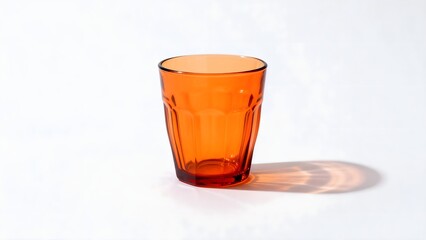 OrangeRibbedGlassCup