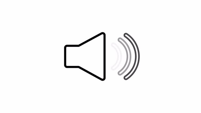 Outline Speaker icon animated Sound Volume Control Waves Loop Motion Graphic on White Background 4k video animation seamless loop