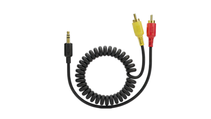 Coiled Audio-Video Cable with 3.5mm Jack and RCA Connectors