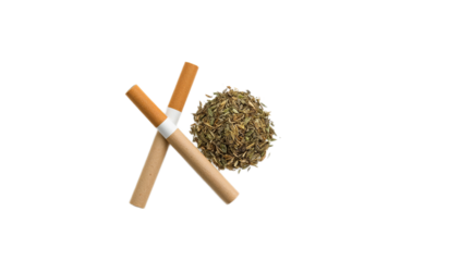 Two Herbal Cigarettes and a Pile of Dried Leaves