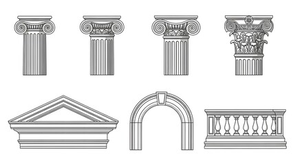 Ancient Greek and Roman Architectural Elements Collection image stock