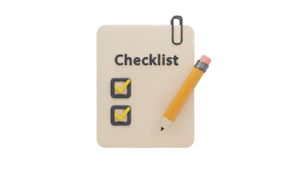 Checklist with Pencil and Checkmarks