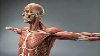 3D illustration of the muscular system
