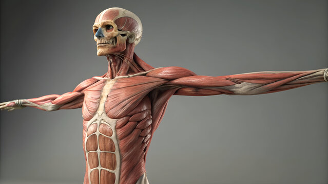 3D illustration of the muscular system