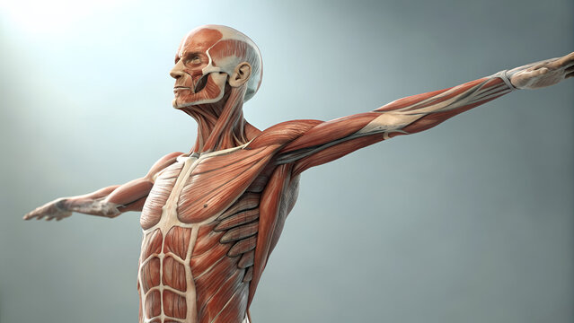 3D illustration of the muscular system