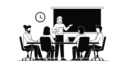 A female instructor presenting to a group of students in a classroom setting